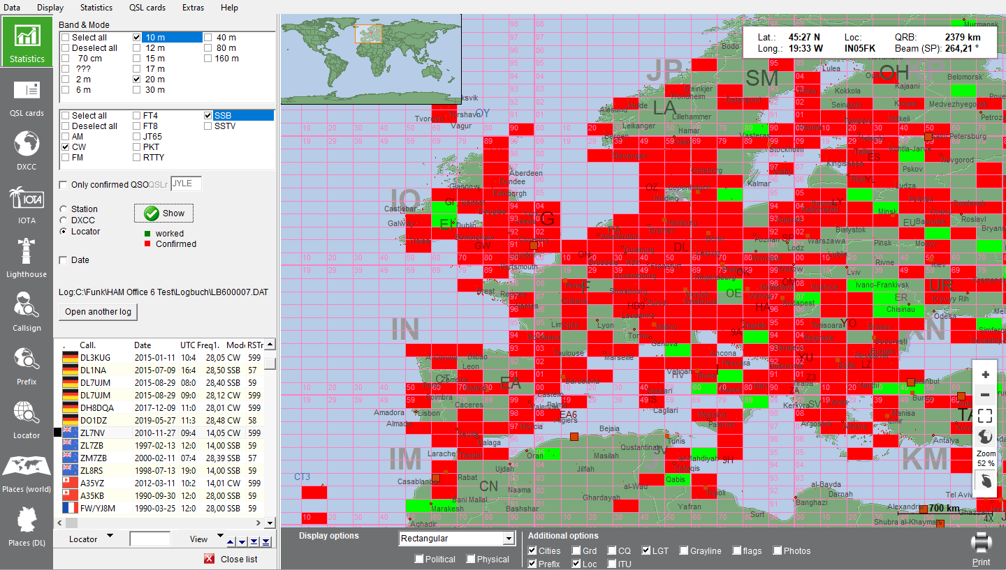 Europe map with locator statistics