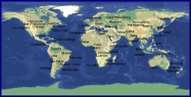 Weltkarte mit Farbschema 1
