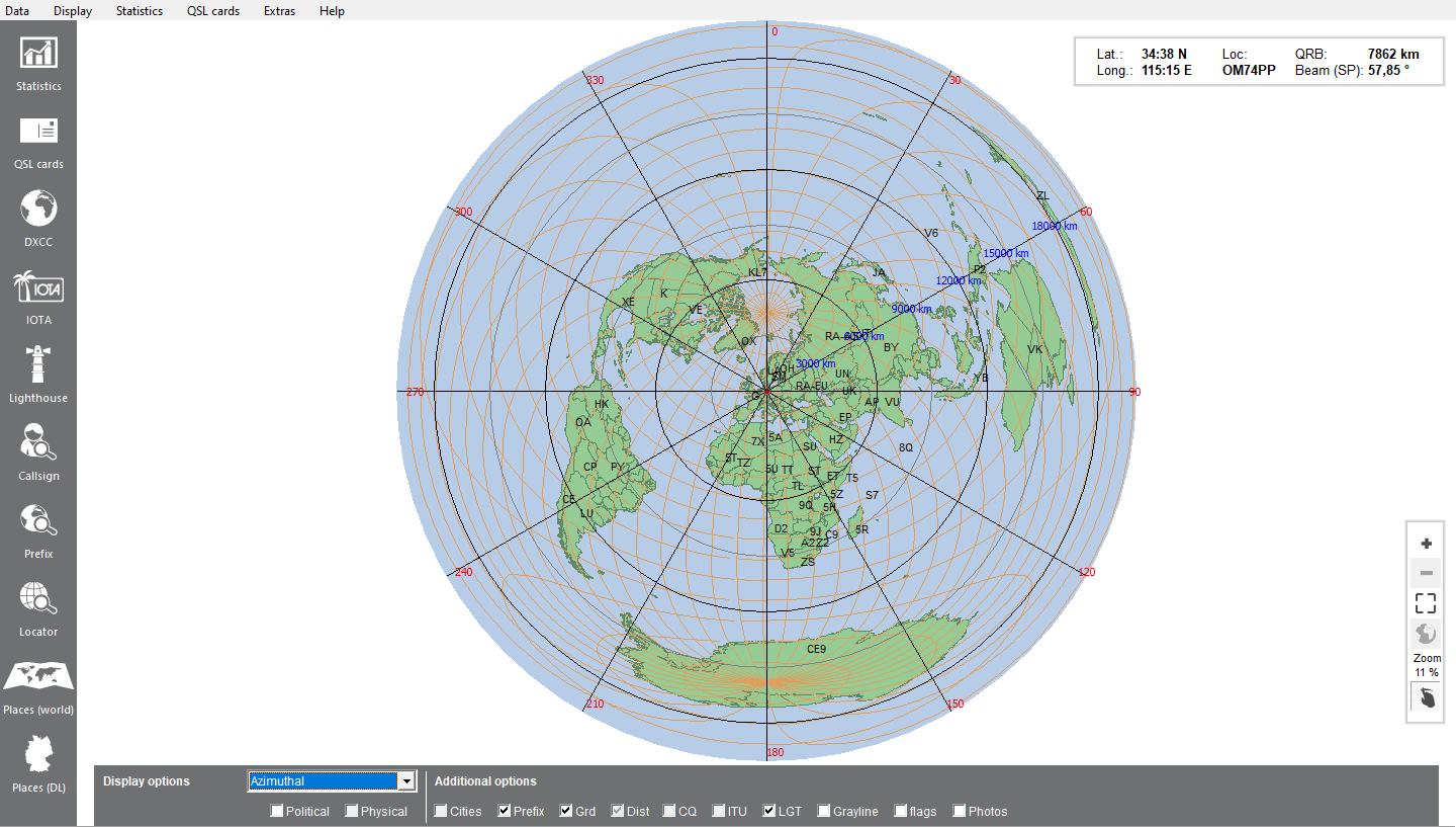 Europe azimuthal view