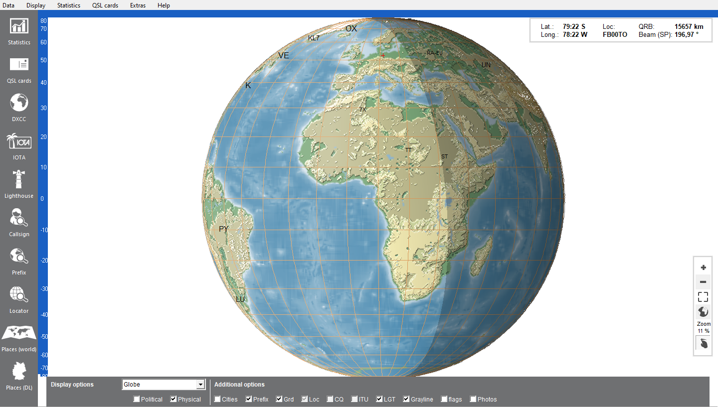 globe with grayline