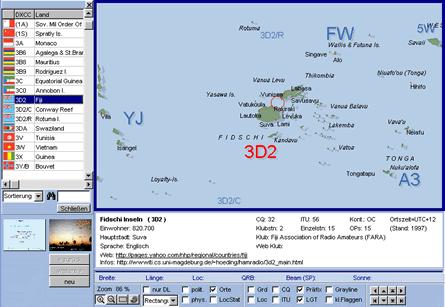 Weltkarte: DXCC-Karte mit DXCC-Informationen