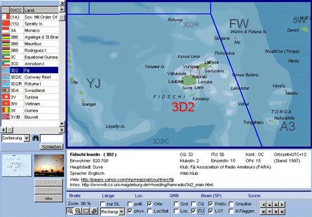 Weltkarte: physische DXCC-Karte mit DXCC-Informationen