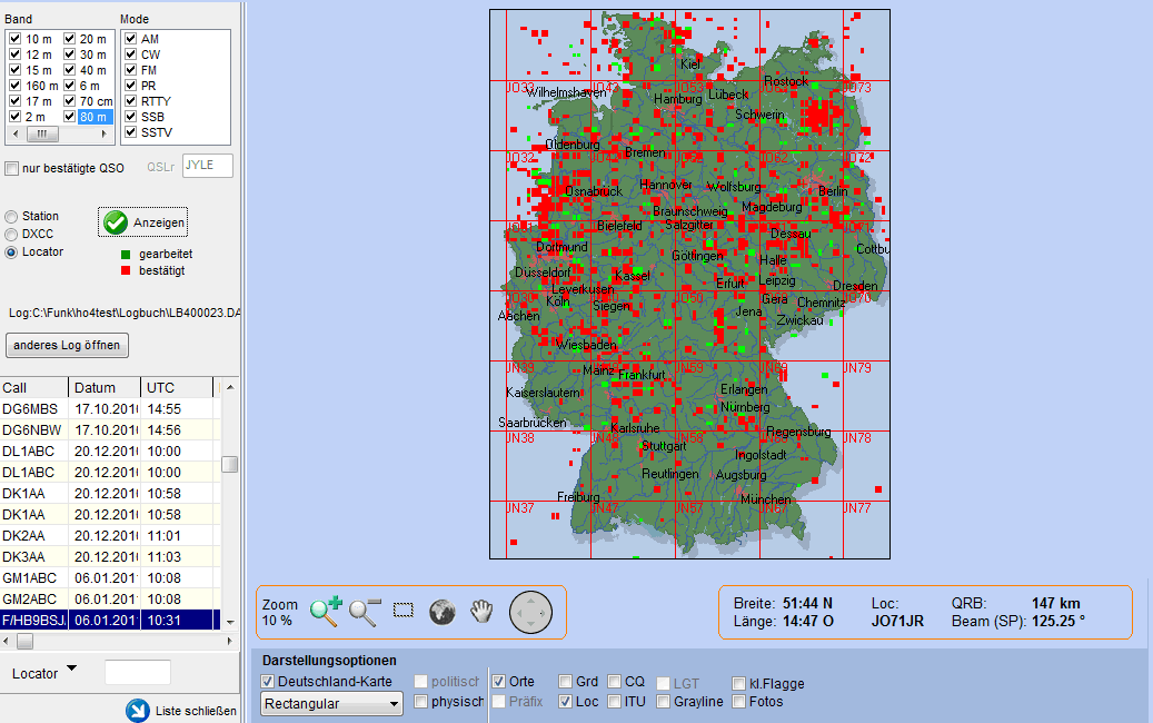 Deutschlandkarte mit Locatorauswertung