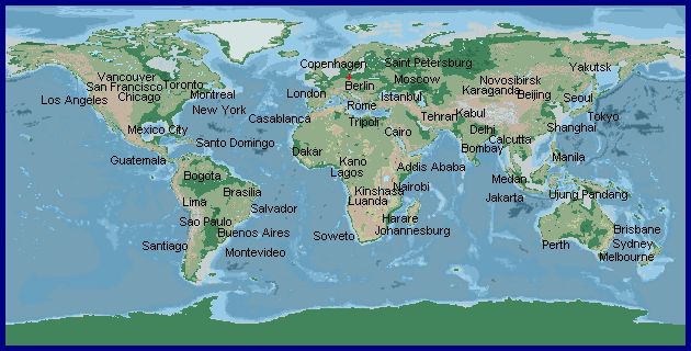 Weltkarte mit Farbschema