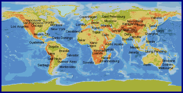 Weltkarte mit Farbschema 6