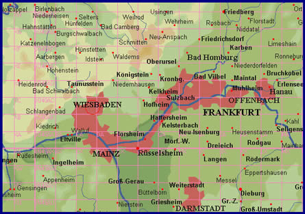 physische Deutschlandkarte mit Locatornetz