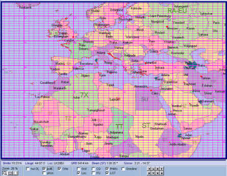 Weltkarte: Locatornetz Welt