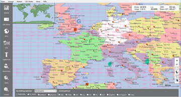 Weltkarte: Locatornetz Welt