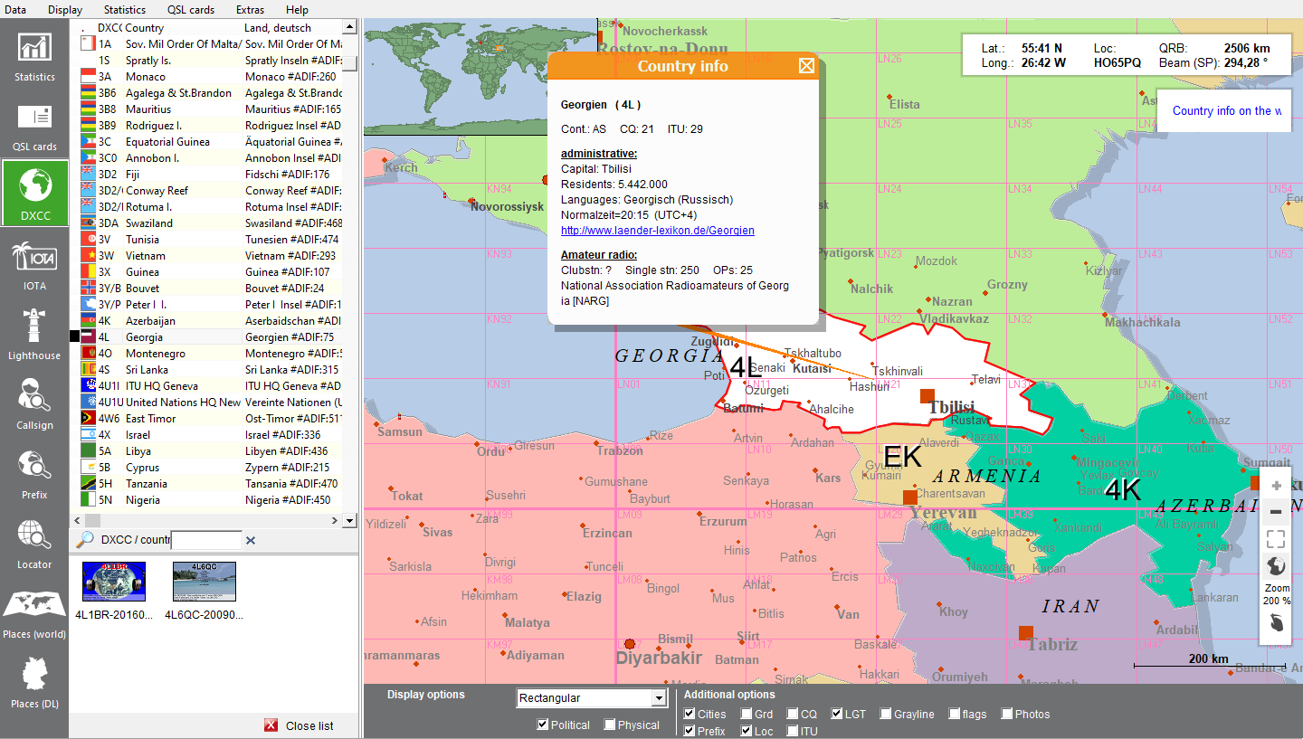 World map with DXCC info